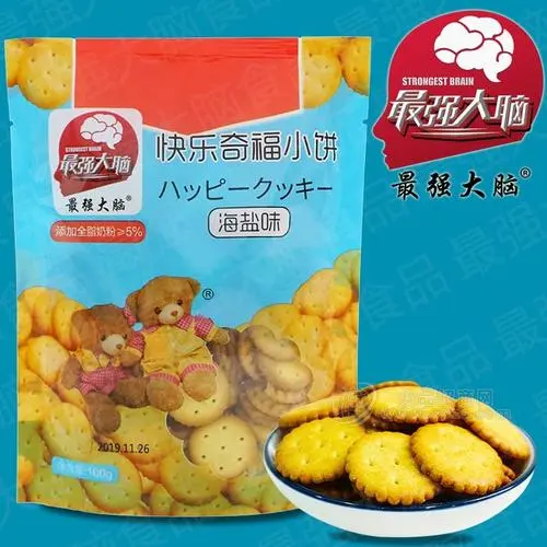 最強(qiáng)大腦快樂(lè)奇福小餅韌性餅干海鹽味100g