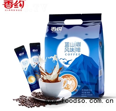 香約藍山風(fēng)味咖啡450克即溶咖啡飲料辦公室飲品招商