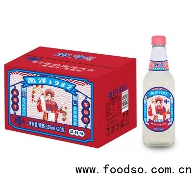 南洋1982風(fēng)味汽水荔枝味358ml×20瓶夏季冷飲碳酸飲料商超貨源