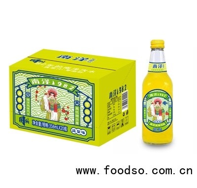 南洋1982風(fēng)味汽水鳳梨味358ml×20瓶夏季冷飲碳酸飲料商超貨源