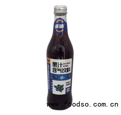 喜璐果汁藍(lán)莓汁碳酸飲料含氣飲料380ml