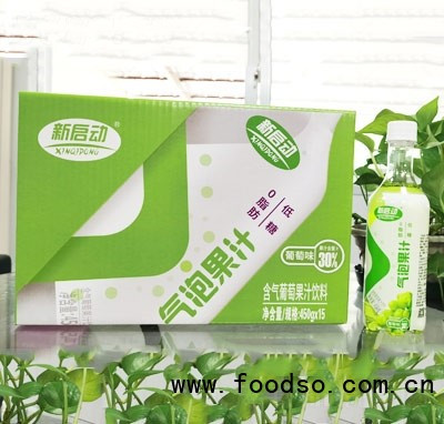 新啟動(dòng)氣泡果汁含氣葡萄果汁飲料450g×15箱裝
