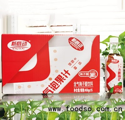 新啟動(dòng)氣泡果汁含氣梅子醋飲料450g×15箱裝