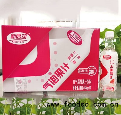 新啟動氣泡果汁含氣荔枝果汁飲料450g×15箱裝