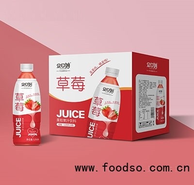 眾口妙草莓果粒果汁飲料1.