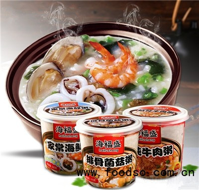 海福盛凍干粥沖泡即食方便粥排骨牛肉海鮮粥6杯組合裝早餐速食粥