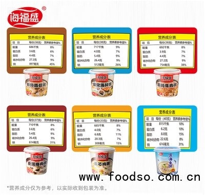 海福盛速食粥海鮮排骨牛肉粥6杯組合裝沖泡早餐粥代餐凍干方便粥招商