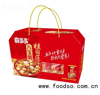 喜多多桂圓蓮子八寶粥1x8（屋頂天窗型）360g禮盒裝五谷雜糧速食粥早餐食品囤貨