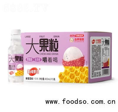 美純果滋蜂蜜荔枝汁大果粒果汁飲料450mlX15瓶